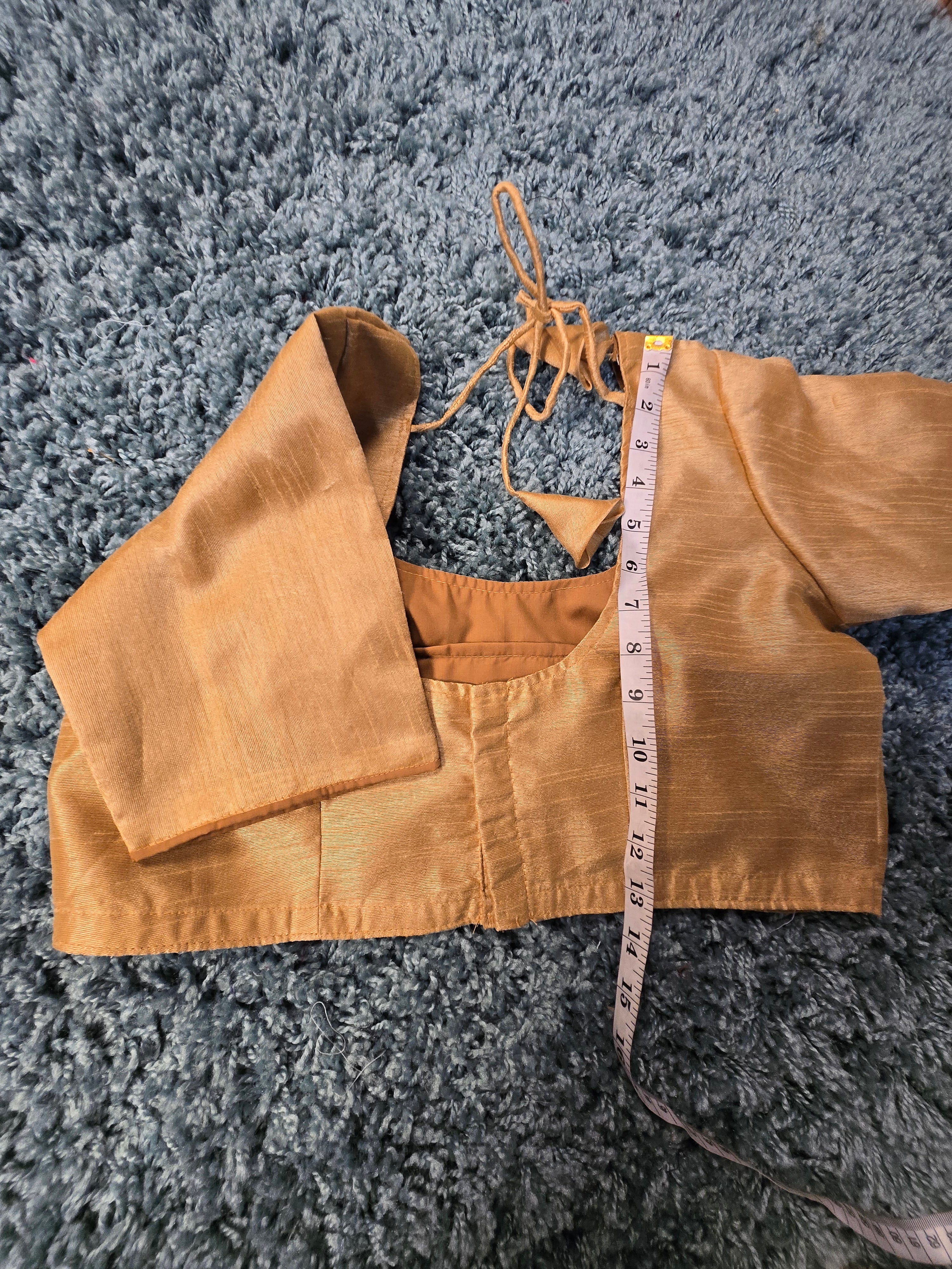 Half sleeve gold saree blouse