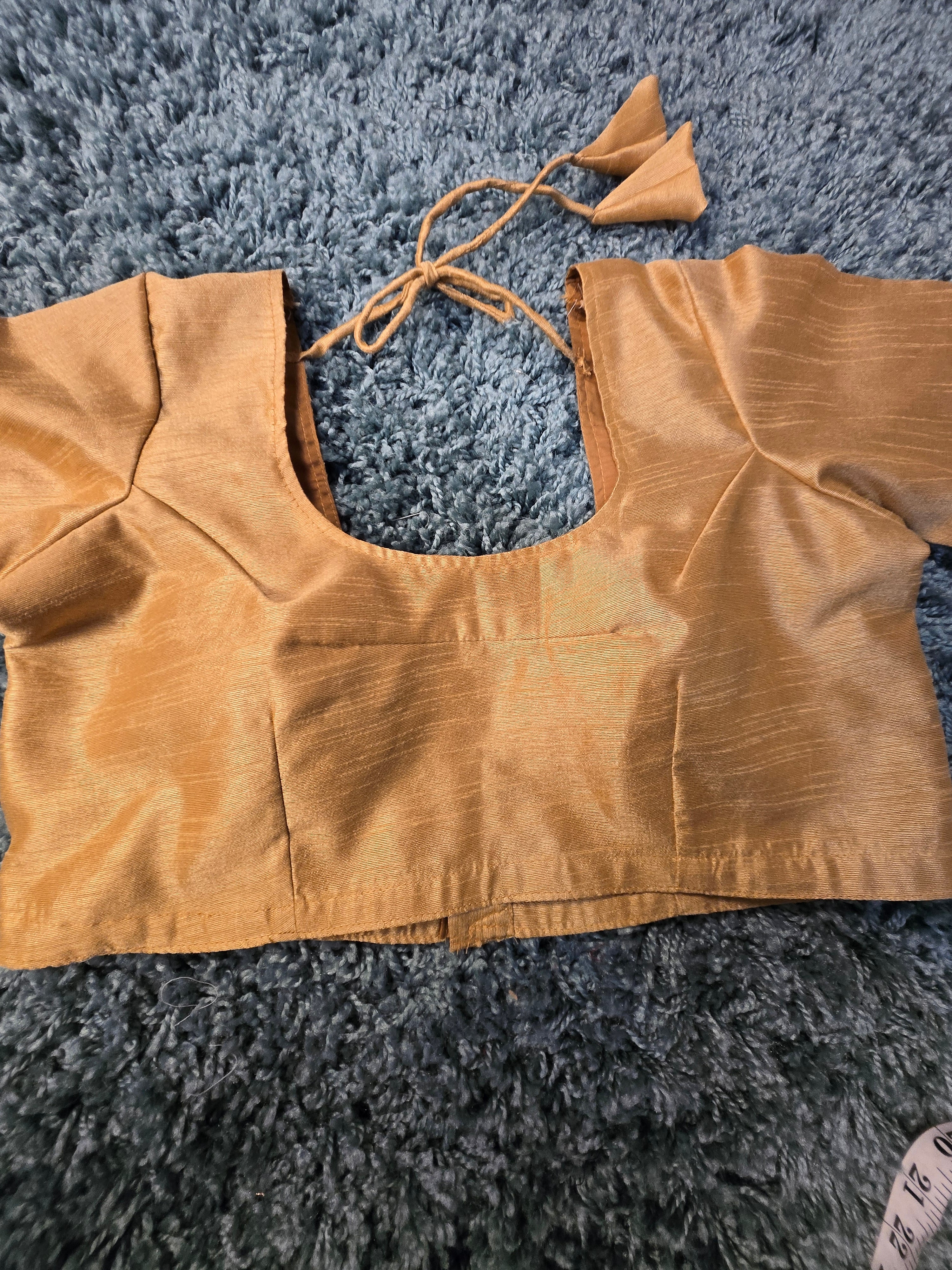 Half sleeve gold saree blouse