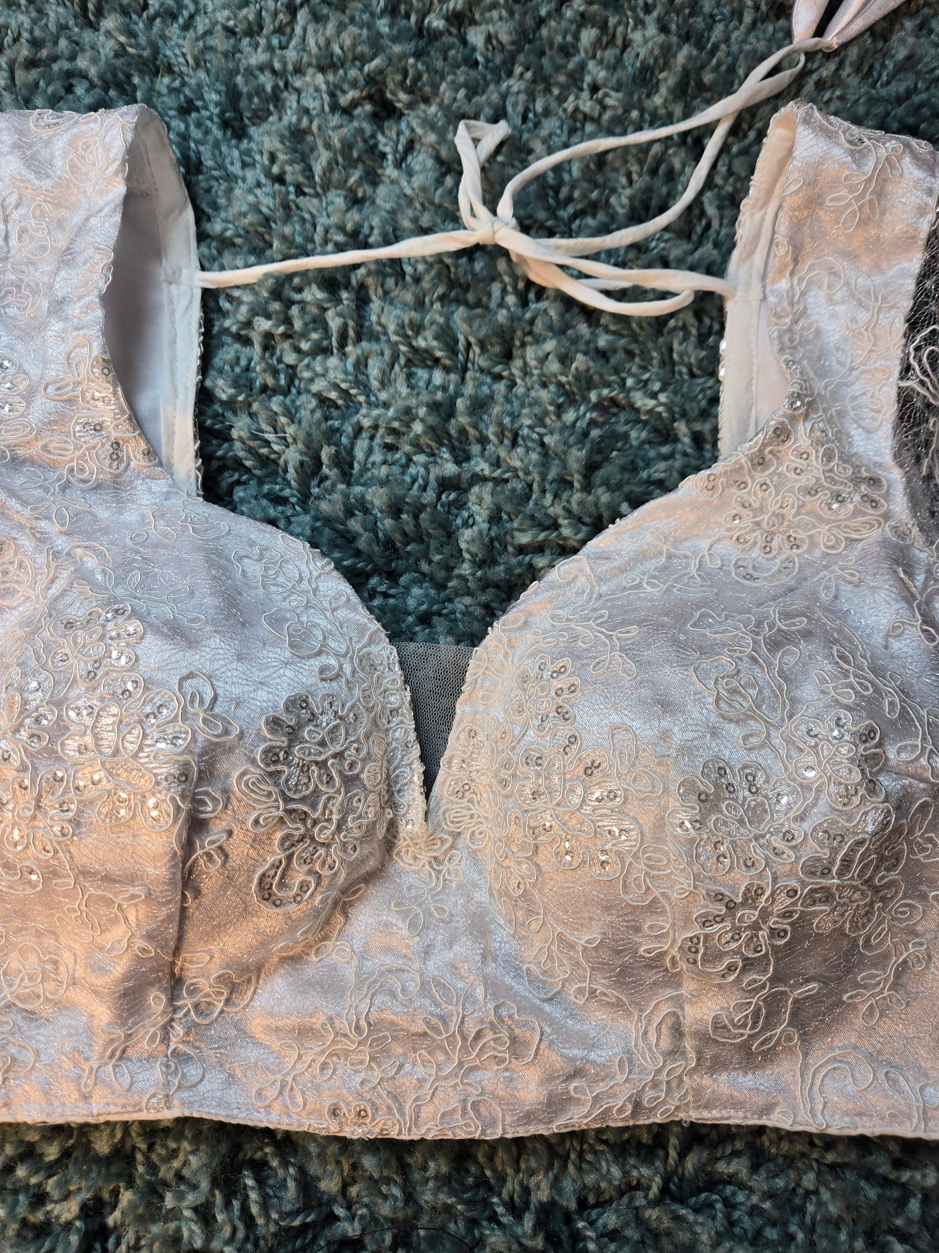 cap sleeve blouse with sequin work