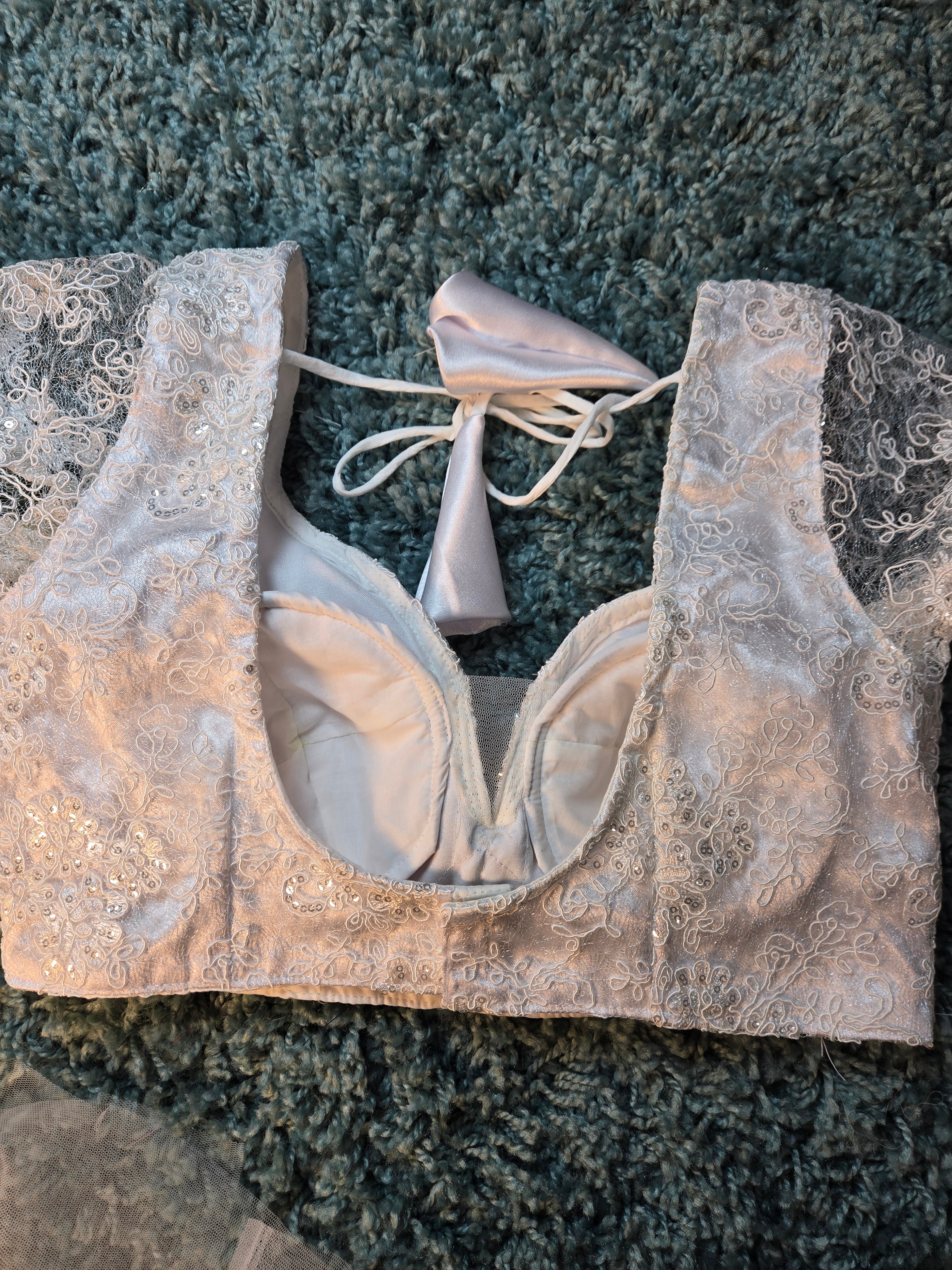 cap sleeve blouse with sequin work