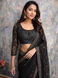 3/4 sleeve black lace saree blouse